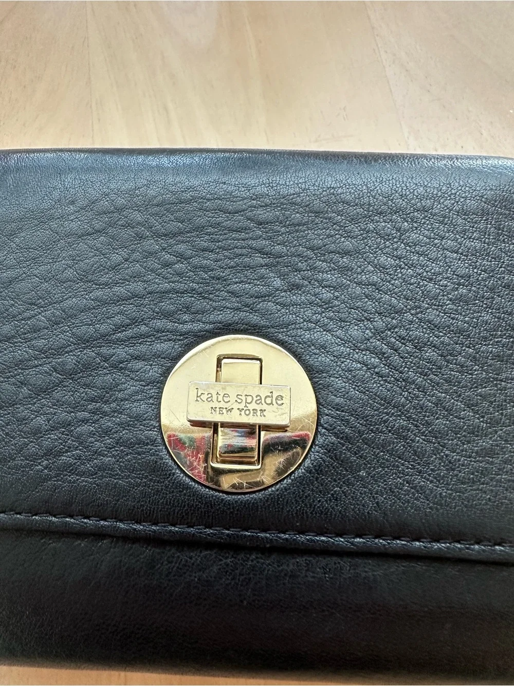 Kate Spade Tri-Fold Pebble Leather Turnlock Small Wallet